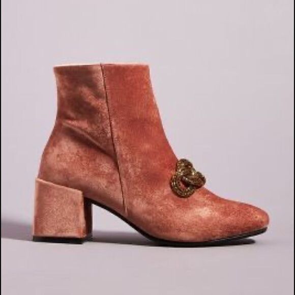 Stevie Velvet Chain Ankle Boots - Picture 1 of 6